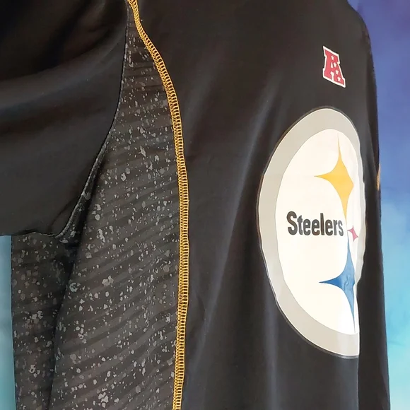 Steelers Team Apparel Pittsburgh Football Top L Large Cooling Tee - Picture 3 of 5